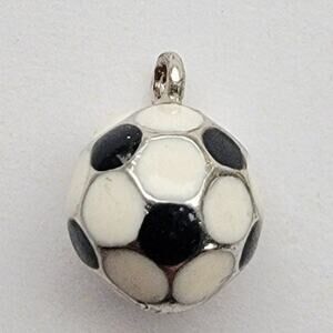 Charm Jewelry Soccer Ball Pendant Black White Enamel Vintage Sports Charm